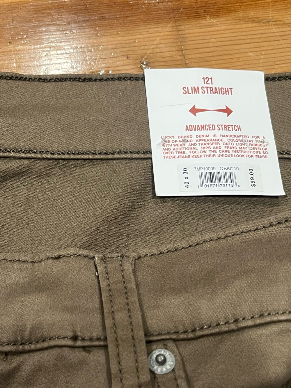 Lucky Brand 121 Slim Straight Leg Pants • BARK Brown • Size 40x30 • NWT - Picture 8 of 12